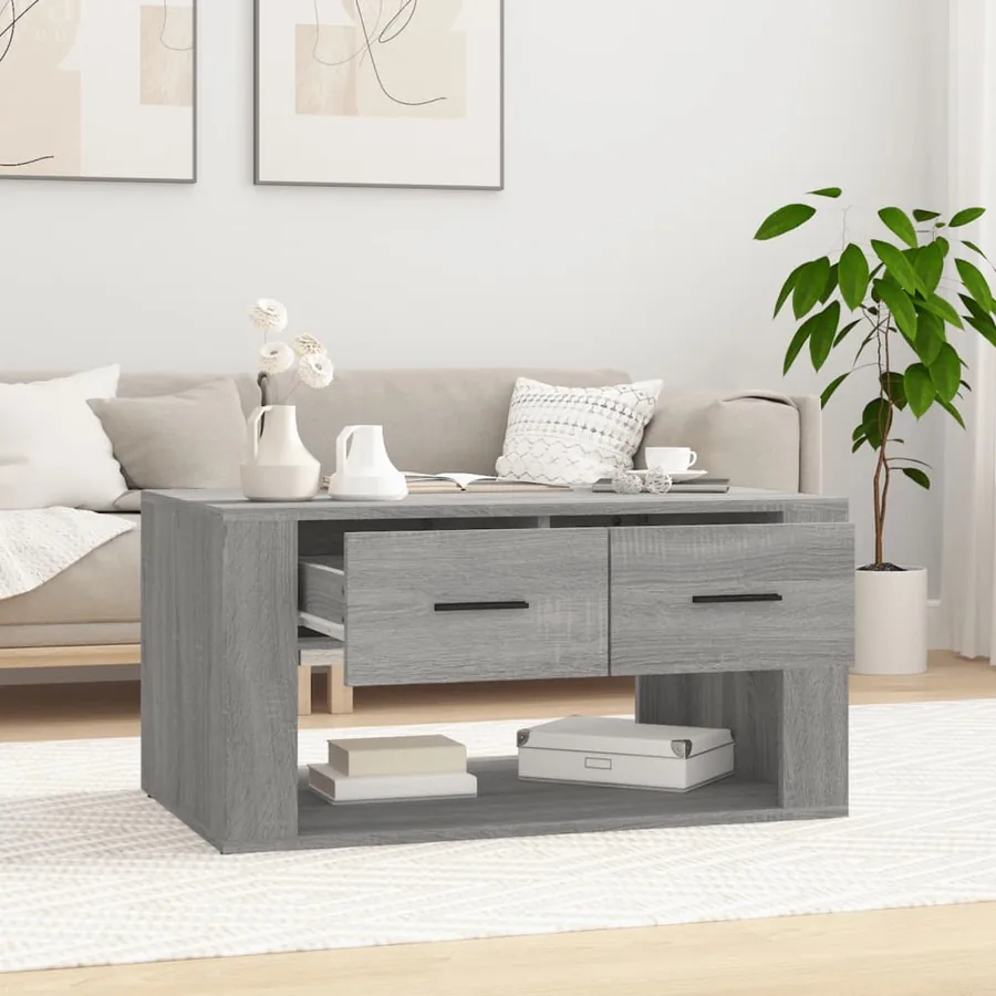 Table basse Sonoma gris 80x50x40 cm Bois d'ingénierie - 3