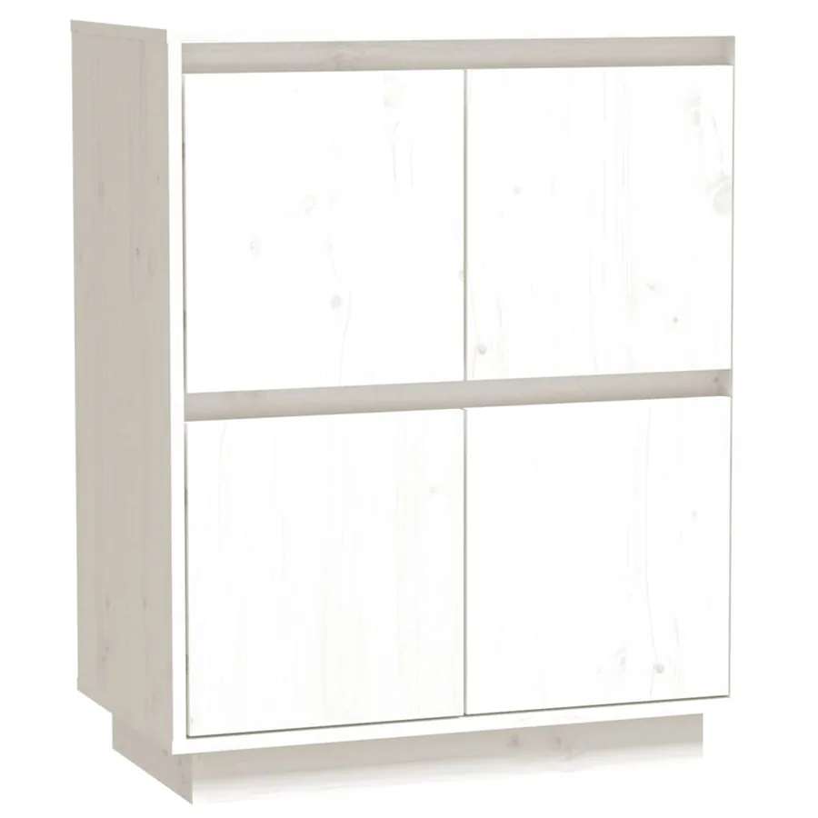 Buffet Blanc 60x34x75 cm Bois massif de pin - 2