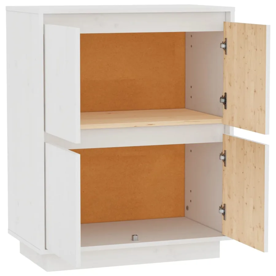 Buffet Blanc 60x34x75 cm Bois massif de pin - 6