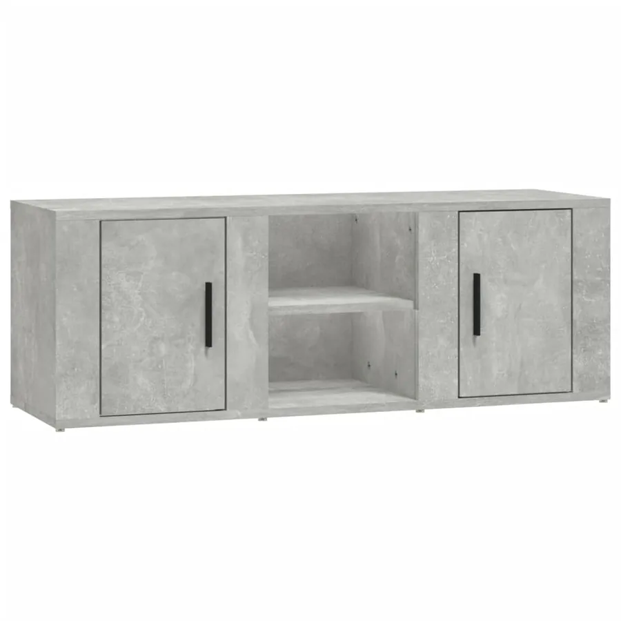 Meuble TV Gris béton 100x31,5x35 cm Bois d'ingénierie - 2