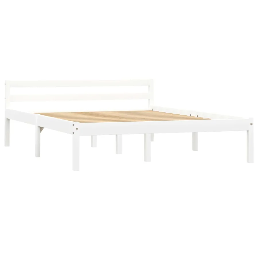 Cadre de lit sans matelas blanc bois de pin massif 140x200 cm - 2