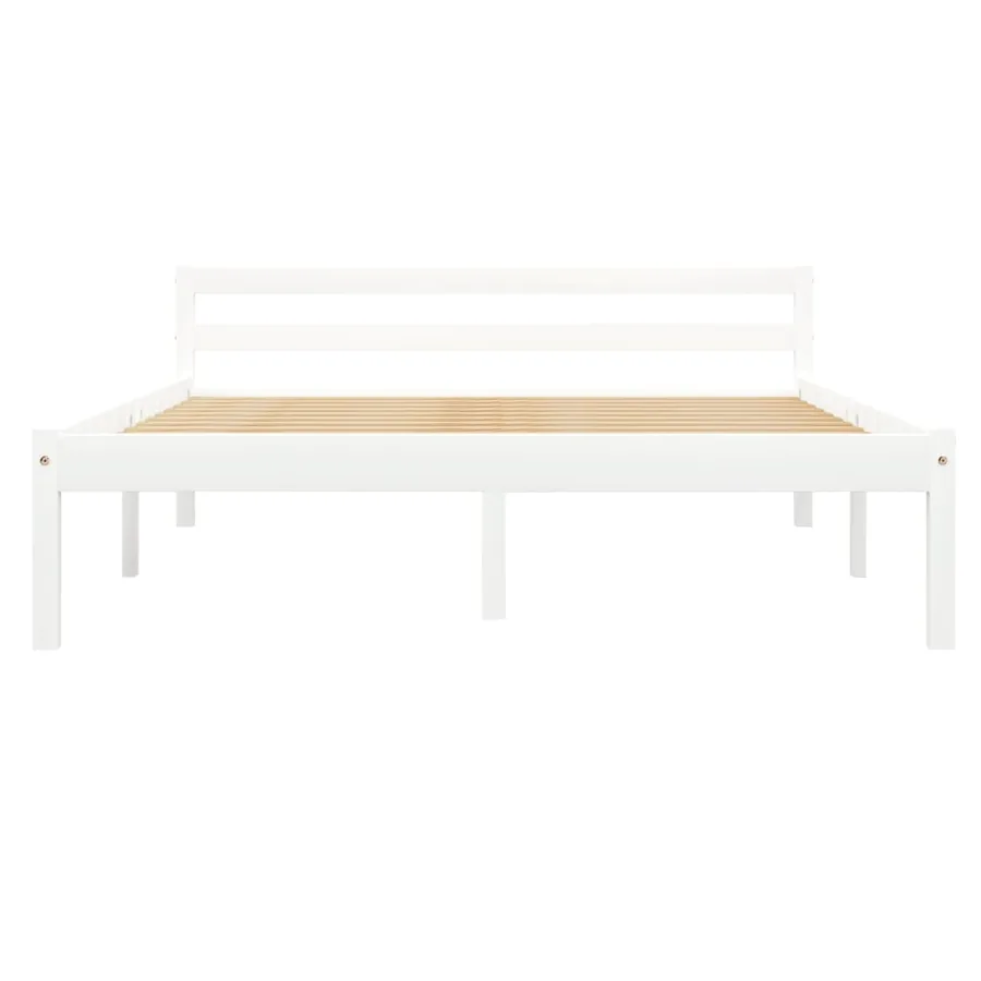 Cadre de lit sans matelas blanc bois de pin massif 140x200 cm - 3