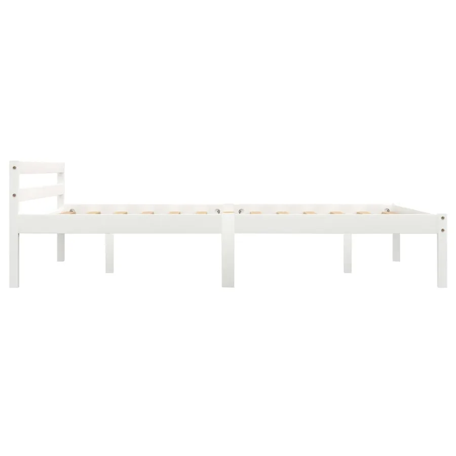 Cadre de lit sans matelas blanc bois de pin massif 140x200 cm - 4