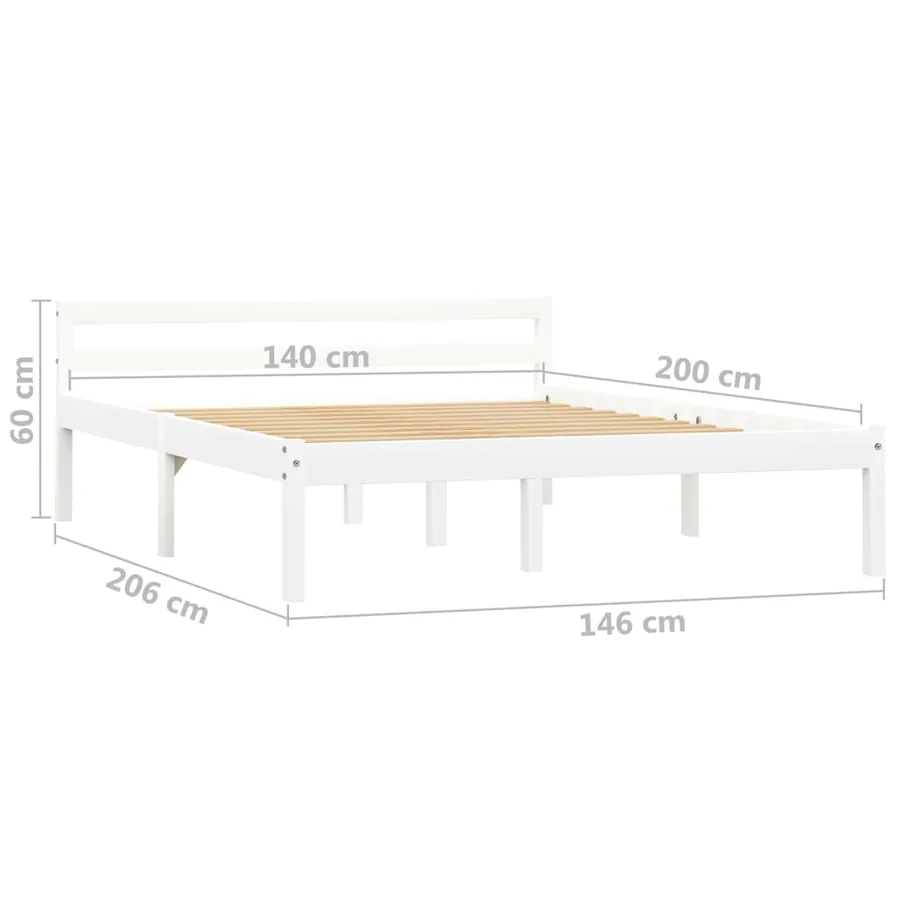 Cadre de lit sans matelas blanc bois de pin massif 140x200 cm - 7
