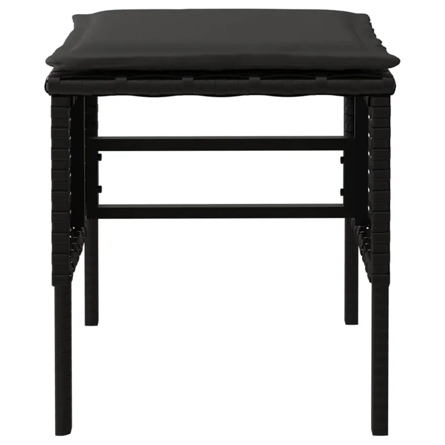 Repose-pieds de jardin et coussins lot de 4 Noir Résine tressée - 5