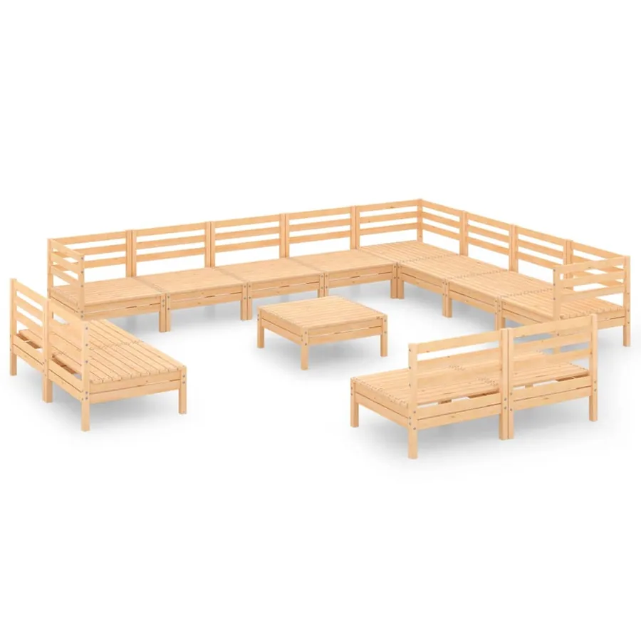 Salon de jardin 13 pcs Bois de pin massif - 2
