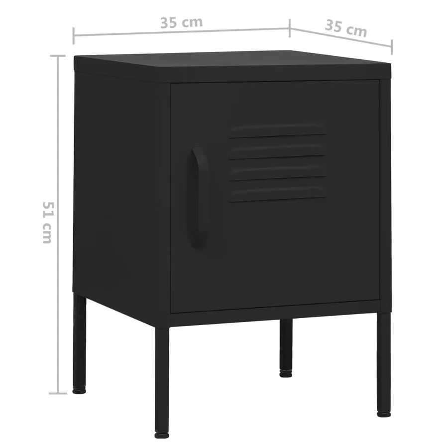 Table de chevet Noir 35x35x51 cm Acier - 9