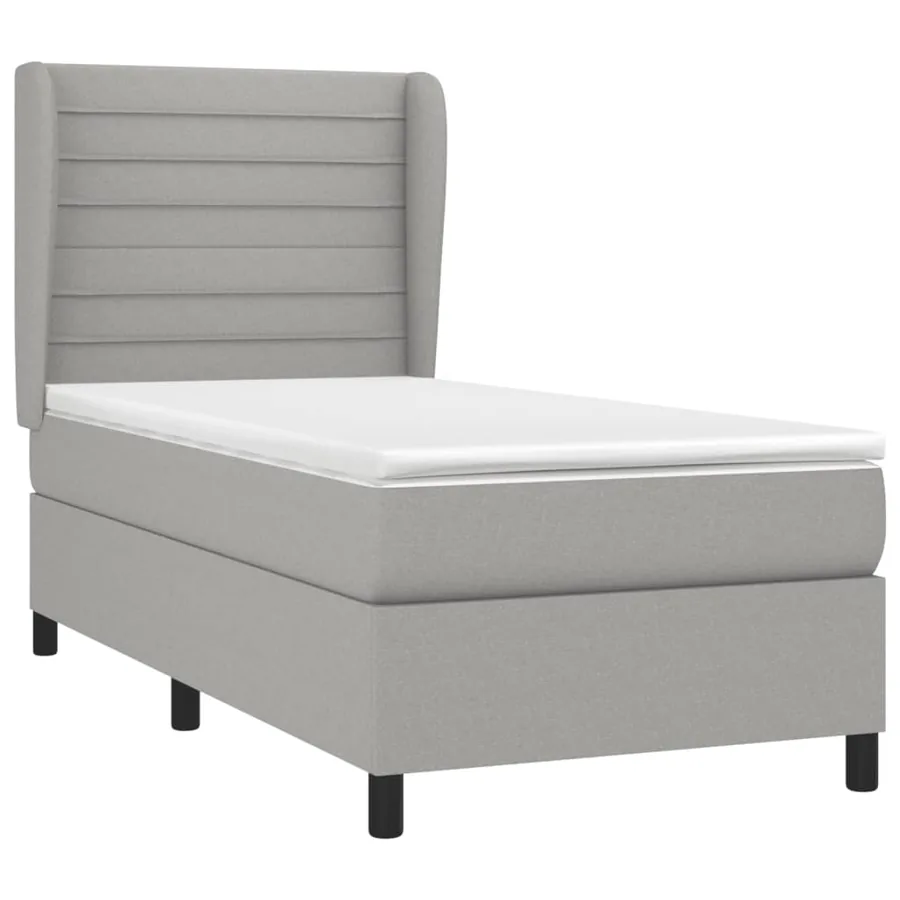 Sommier à lattes de lit avec matelas Gris clair 100x200cm Tissu - 3