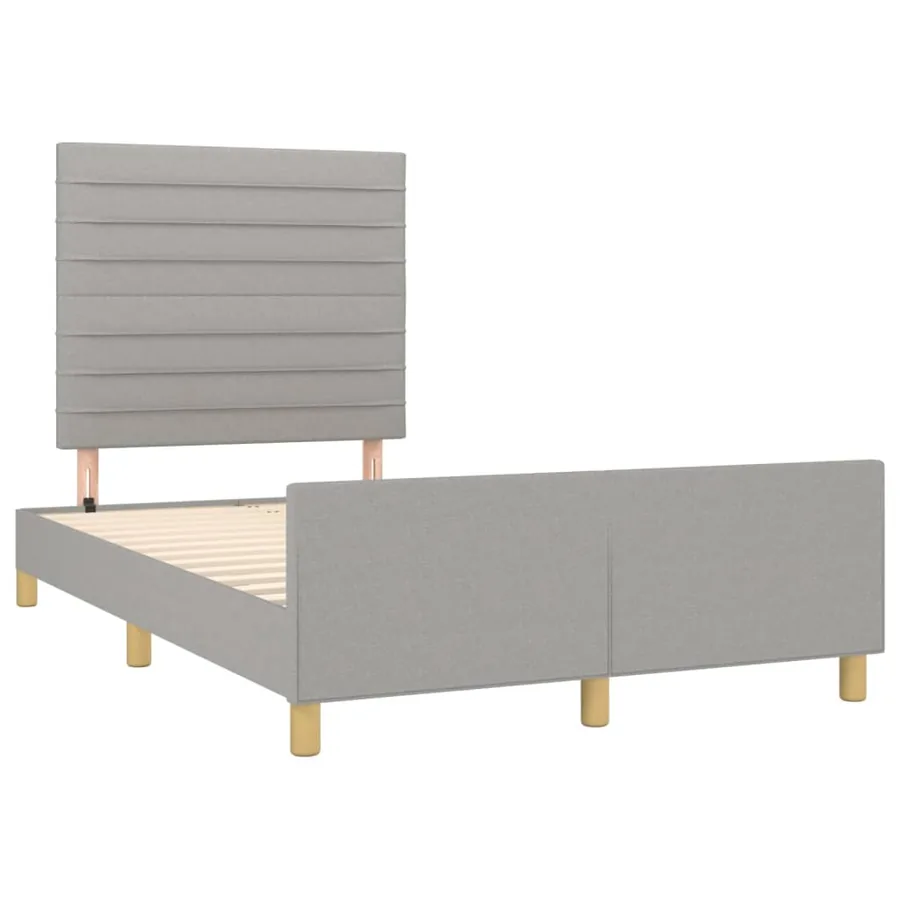 Cadre de lit sans matelas gris clair 120x200 cm tissu - 4