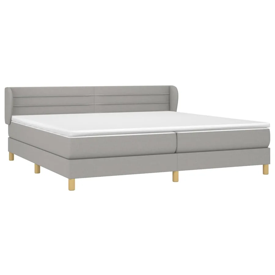 Sommier à lattes de lit avec matelas Gris clair 200x200cm Tissu - 3
