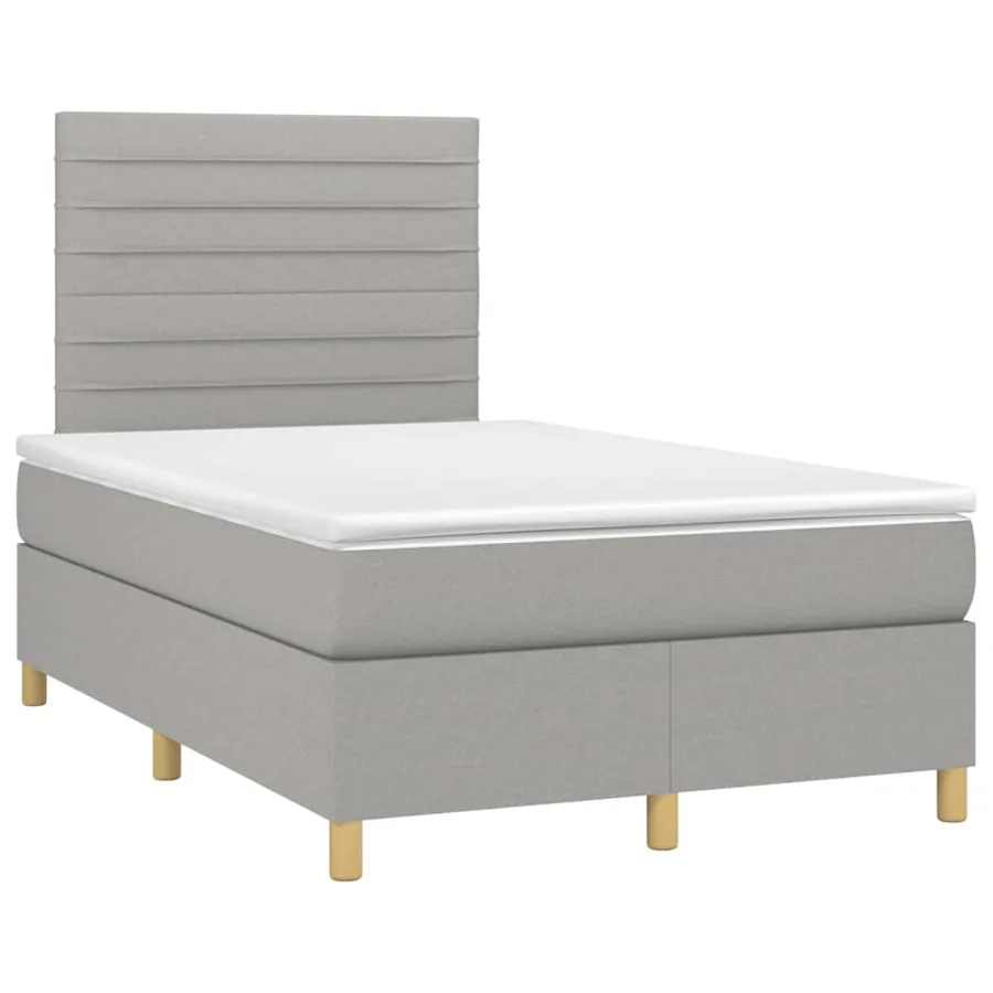 Sommier à lattes de lit matelas et LED Gris clair 120x200 cm - 3