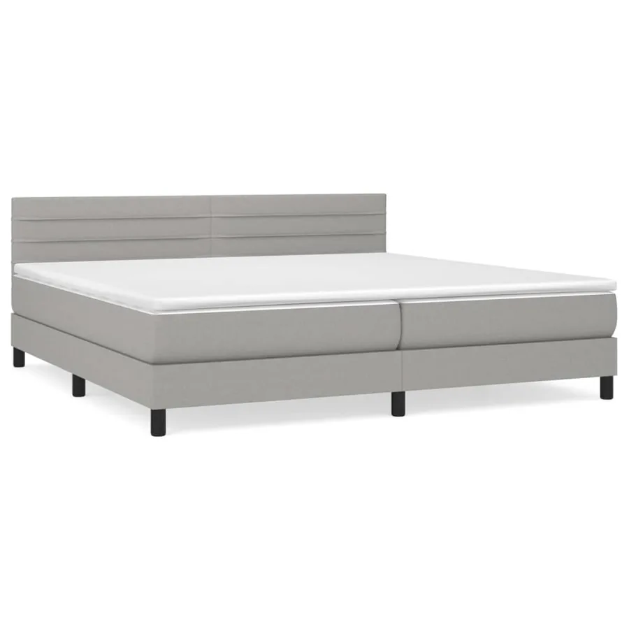 Sommier à lattes de lit avec matelas Gris clair 200x200cm Tissu - 2