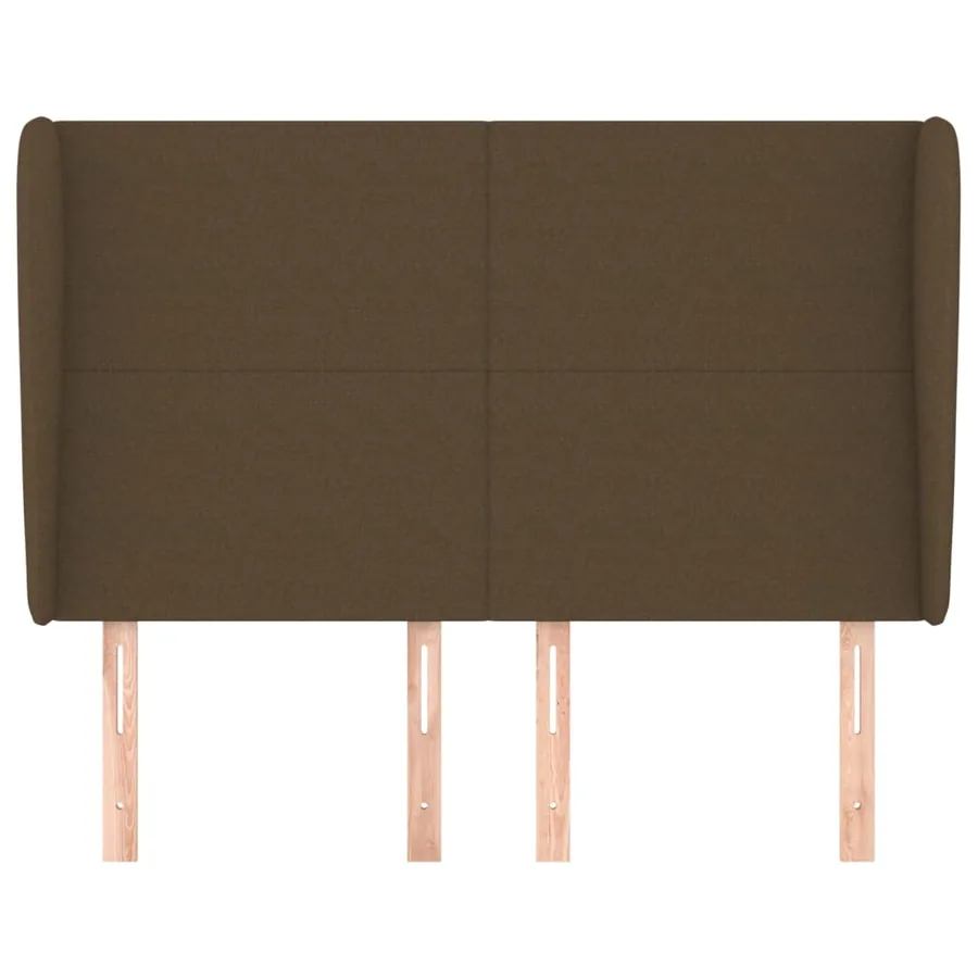 Tête de lit avec oreilles Marron foncé 147x23x118/128 cm Tissu - 3