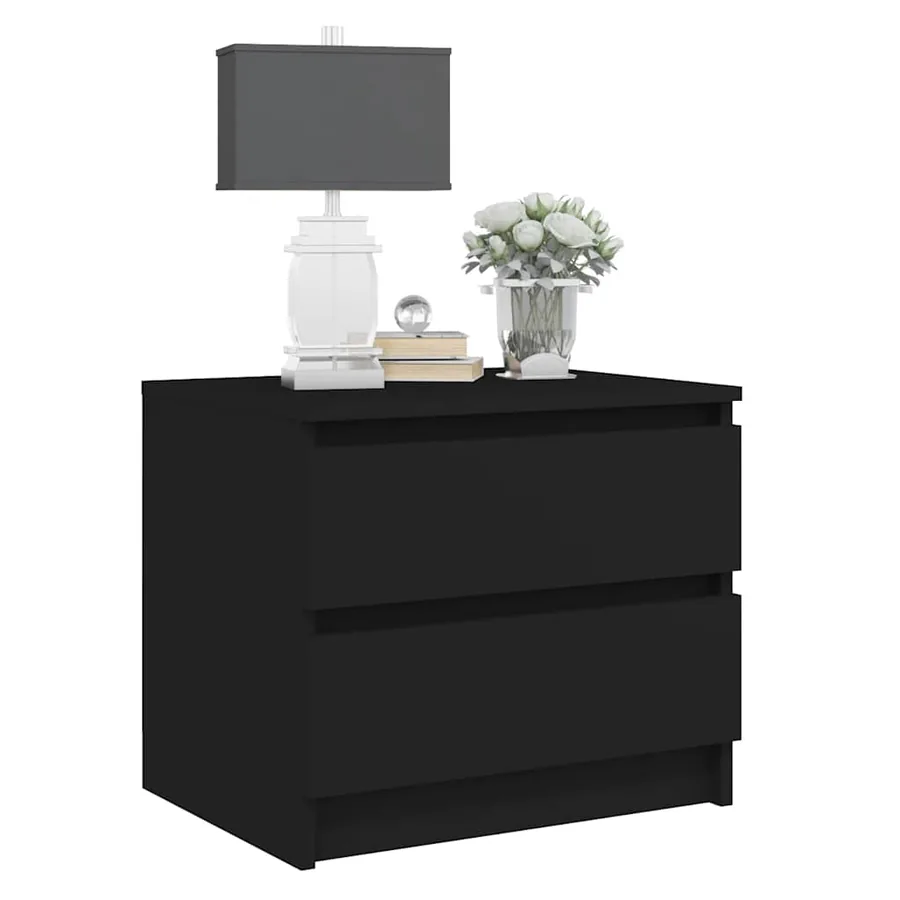 Table de chevet noir 50x39x43,5 cm bois d'ingénierie - 5