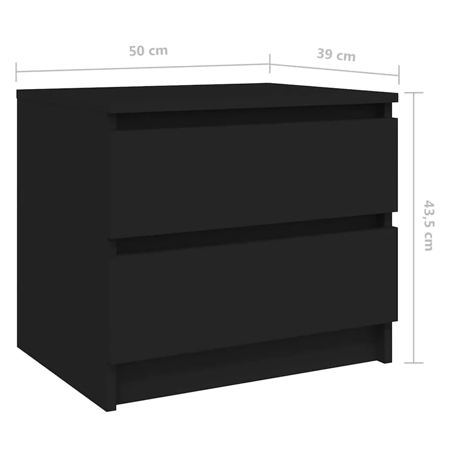 Table de chevet noir 50x39x43,5 cm bois d'ingénierie - 6