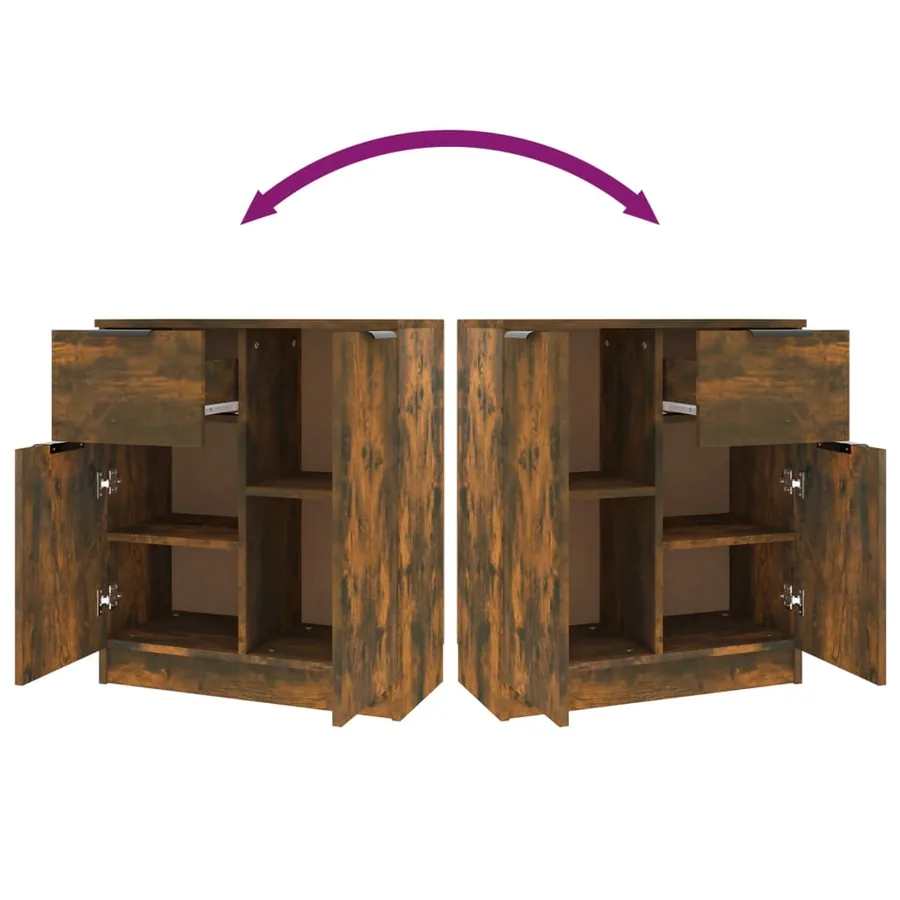 Buffet Chêne fumé 60x30x70 cm Bois d'ingénierie - 9