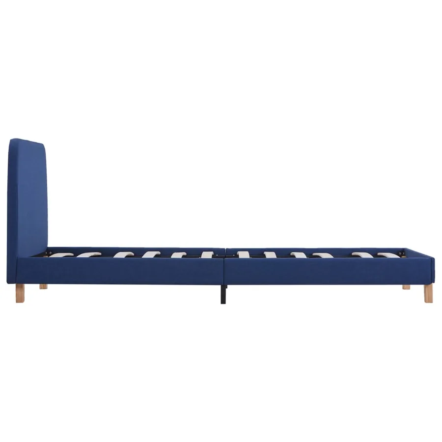 Cadre de lit sans matelas bleu tissu 90x200 cm - 4