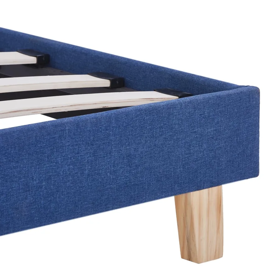 Cadre de lit sans matelas bleu tissu 90x200 cm - 5