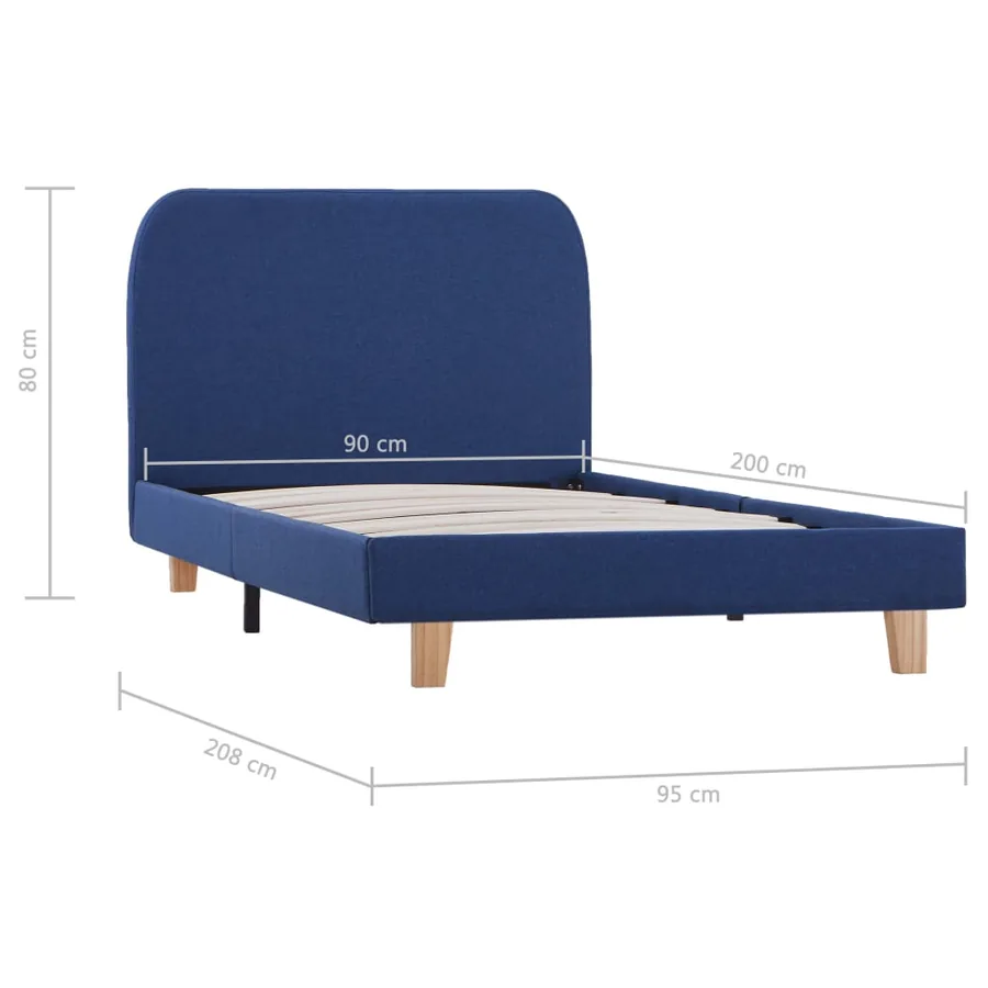 Cadre de lit sans matelas bleu tissu 90x200 cm - 6