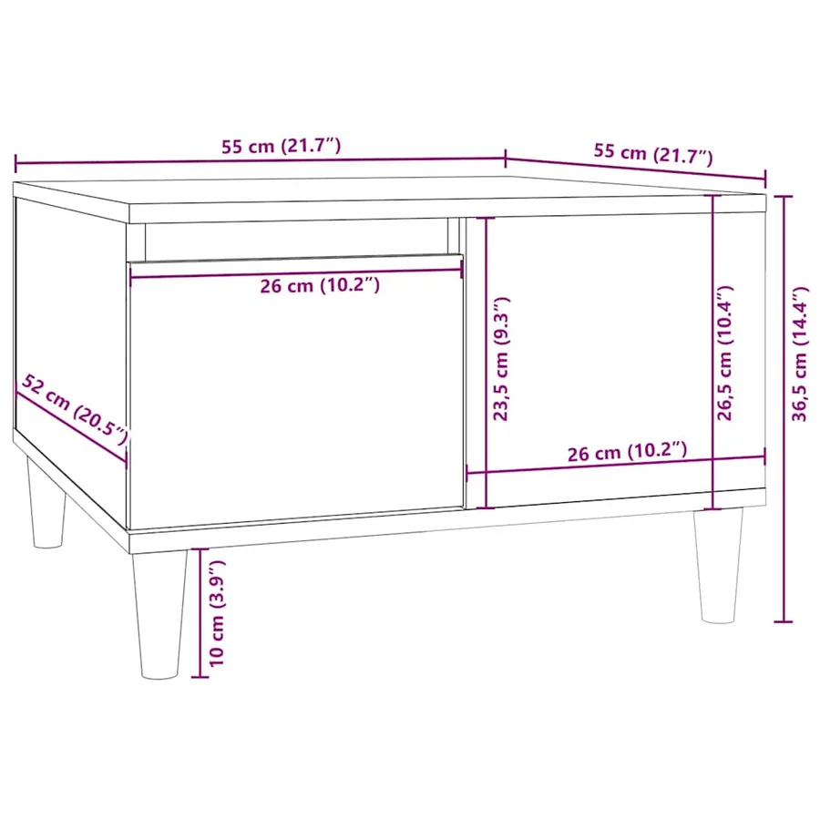 Table basse noir 55x55x36,5 cm bois d'ingénierie - 10