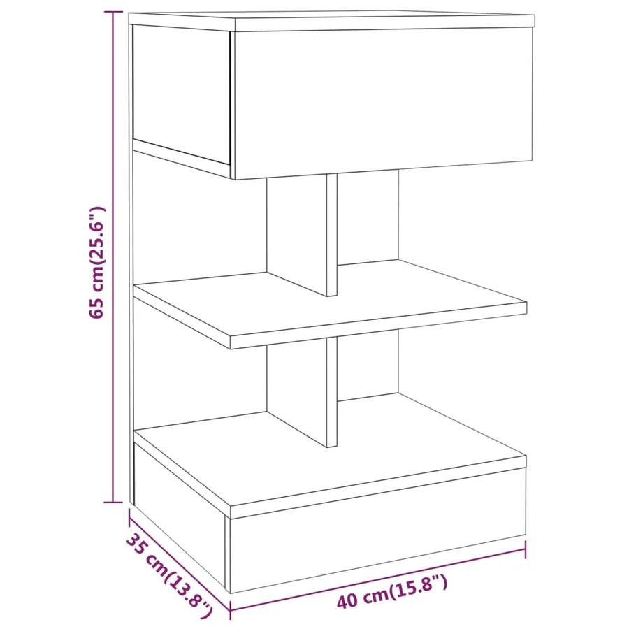Tables de chevet 2 pcs Sonoma gris 40x35x65cm Bois d'ingénierie - 9