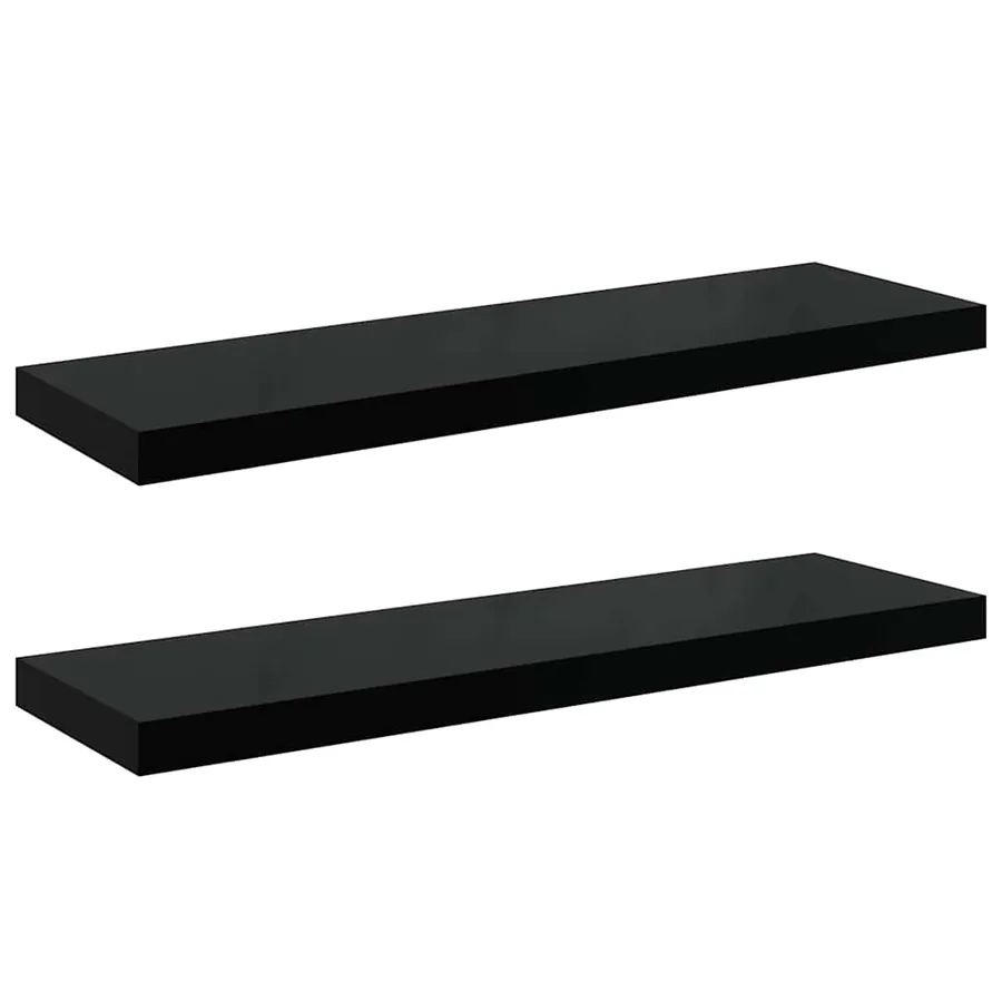 Étagère murale flottante 2 pcs Noir brillant 80x23,5x3,8 cm MDF - 2