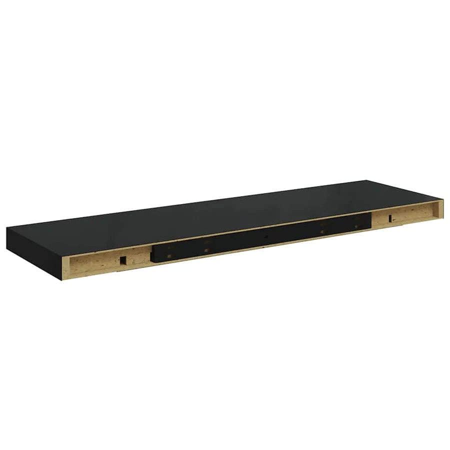 Étagère murale flottante 2 pcs Noir brillant 80x23,5x3,8 cm MDF - 9