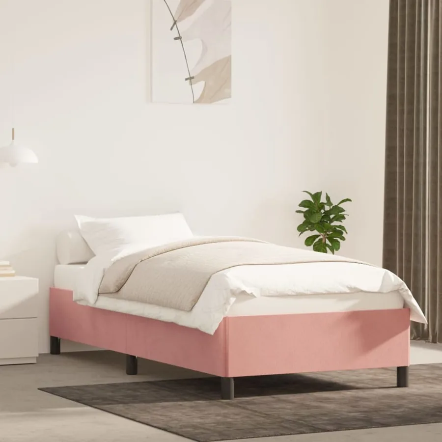 Cadre de lit sans matelas rose 90x190 cm velours