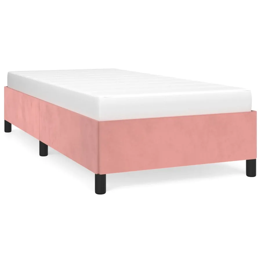 Cadre de lit sans matelas rose 90x190 cm velours - 2