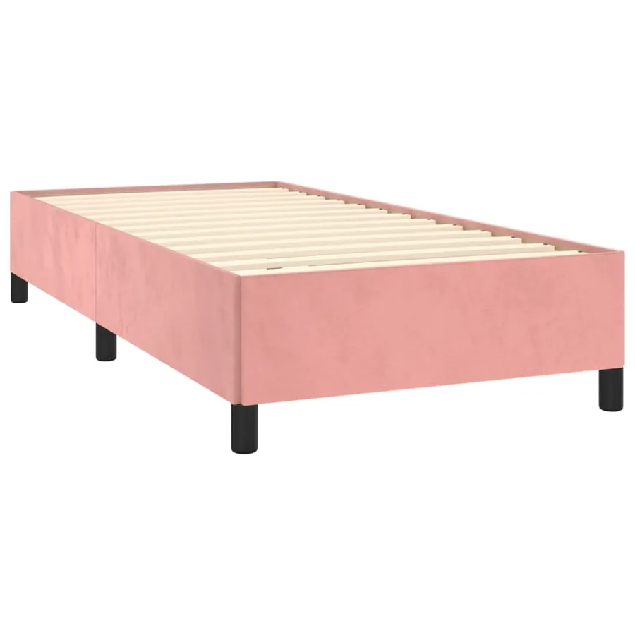 Cadre de lit sans matelas rose 90x190 cm velours - 4