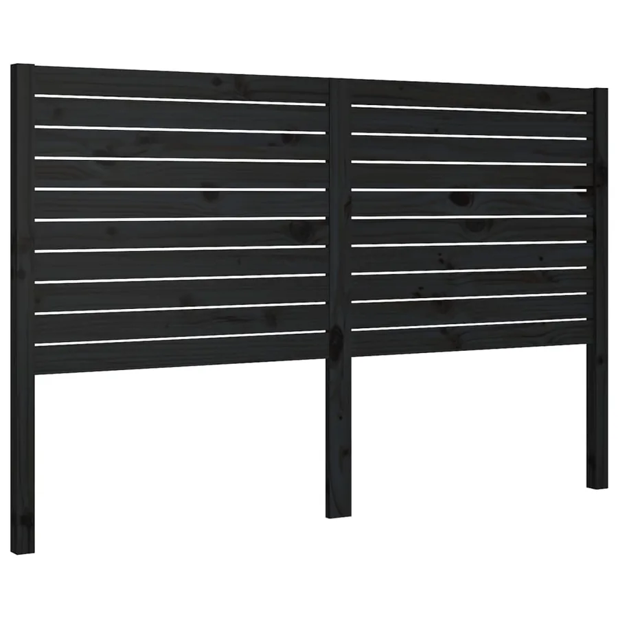 Tête de lit Noir 186x4x100 cm Bois massif de pin - 2