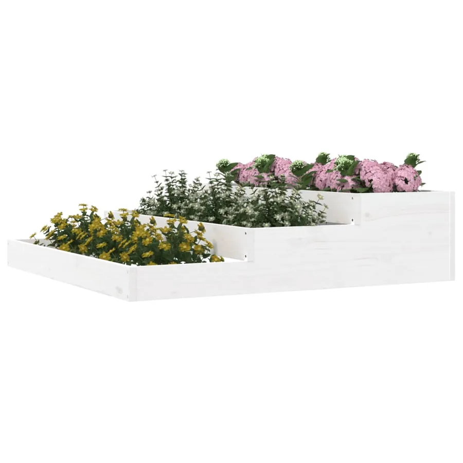 Jardinière Blanc 107x107x27 cm Bois massif de pin - 3