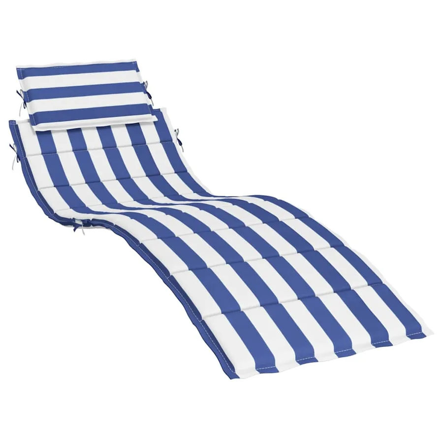 Coussin de chaise longue rayures bleues/blanches tissu oxford - 2