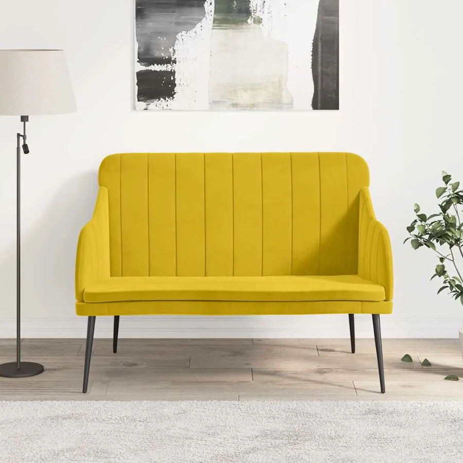 Banc Jaune 110x76x80 cm Velours