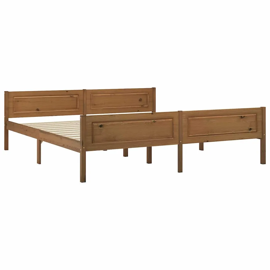 Cadre de lit sans matelas pin massif marron miel 180x200 cm - 2