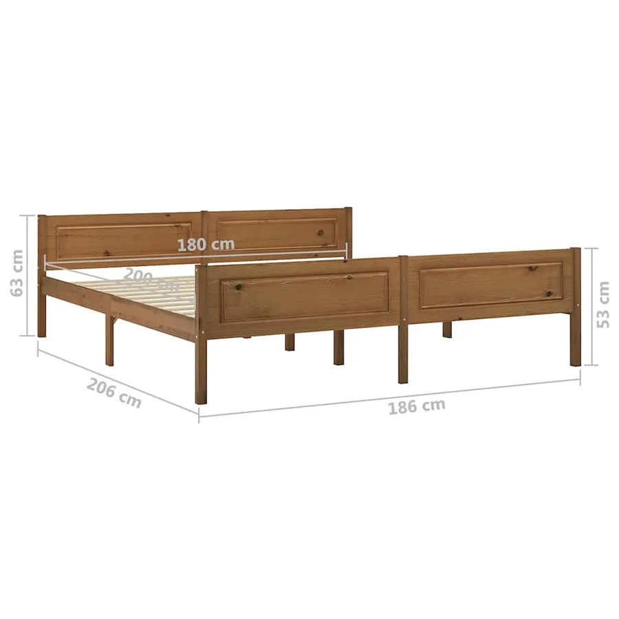 Cadre de lit sans matelas pin massif marron miel 180x200 cm - 6