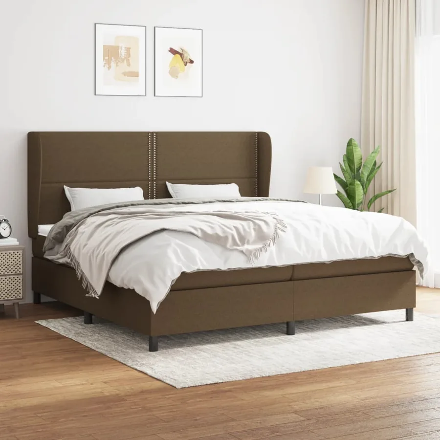 Sommier à lattes de lit avec matelas Marron foncé 200x200 cm