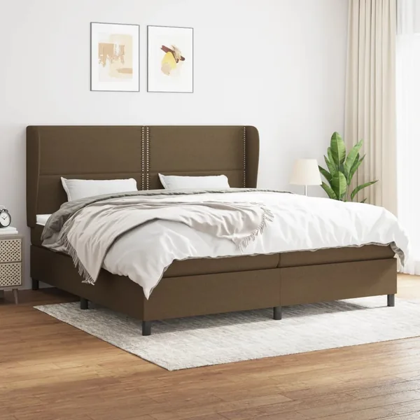 Sommier à lattes de lit avec matelas Marron foncé 200x200 cm