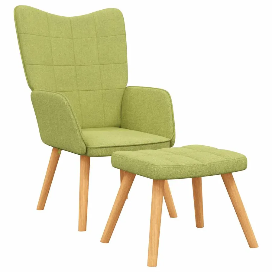 Chaise de relaxation avec tabouret Vert Tissu - 2