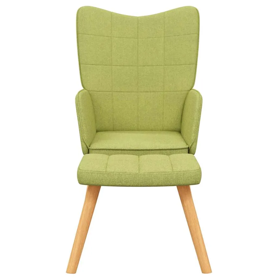 Chaise de relaxation avec tabouret Vert Tissu - 3