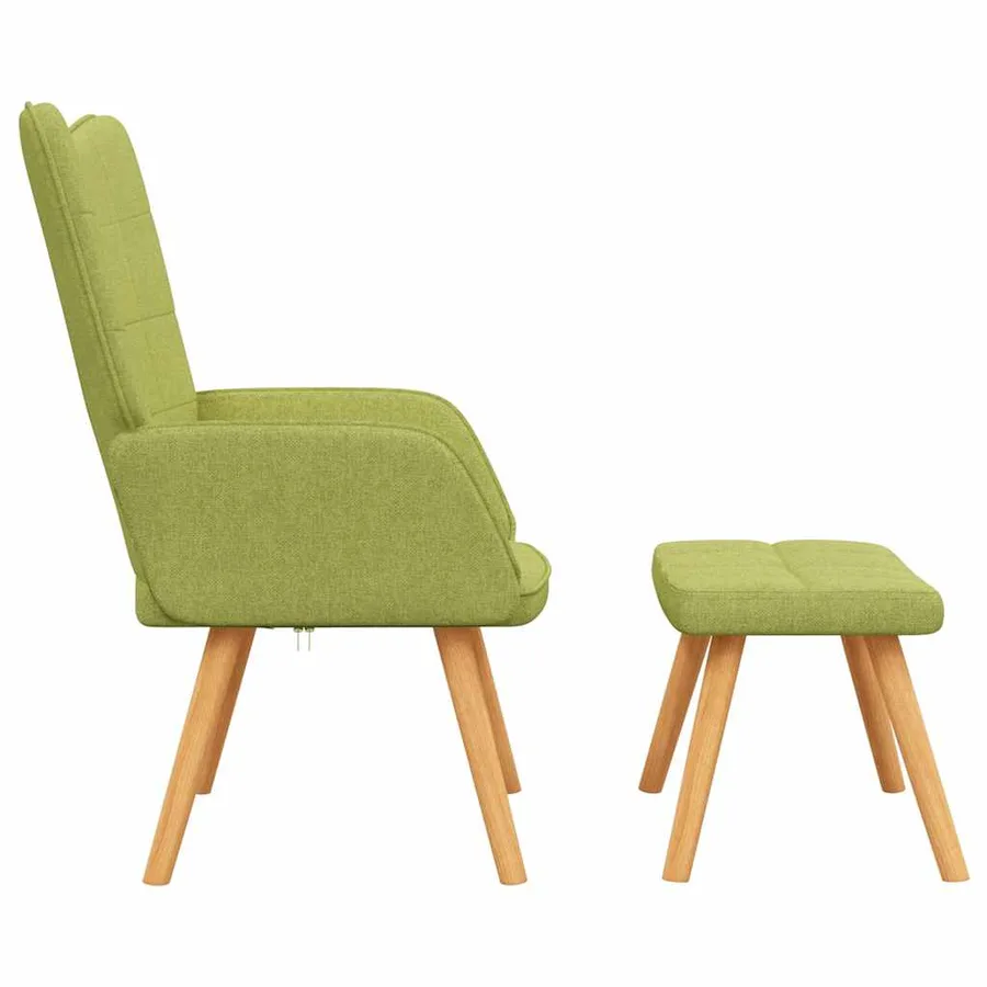 Chaise de relaxation avec tabouret Vert Tissu - 4