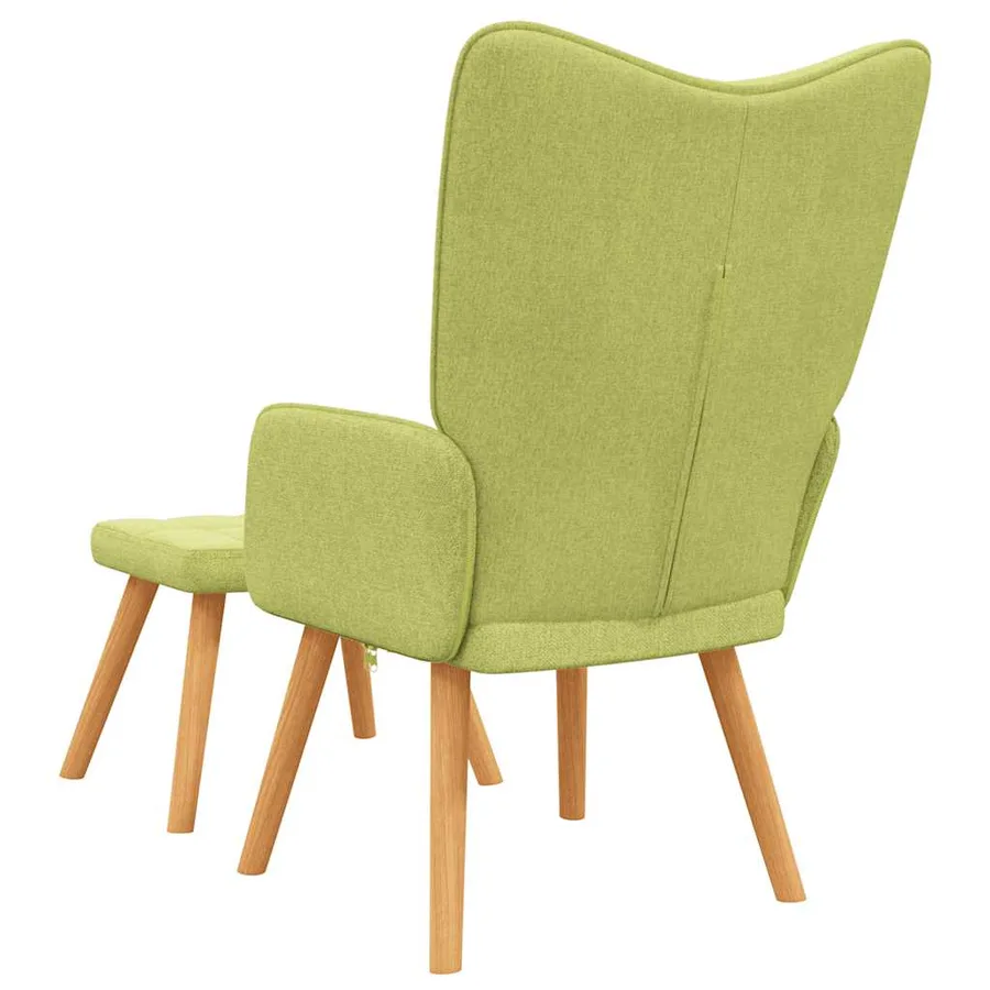 Chaise de relaxation avec tabouret Vert Tissu - 5