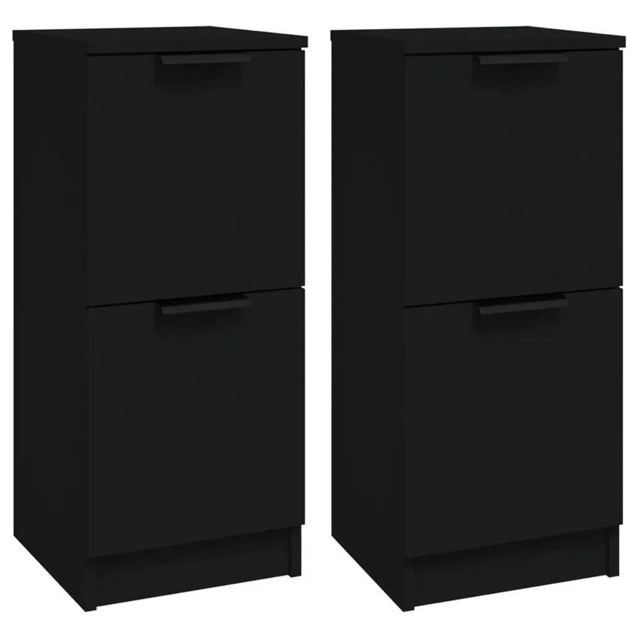 Buffets 2 pcs noir 30x30x70 cm bois d'ingénierie - 2