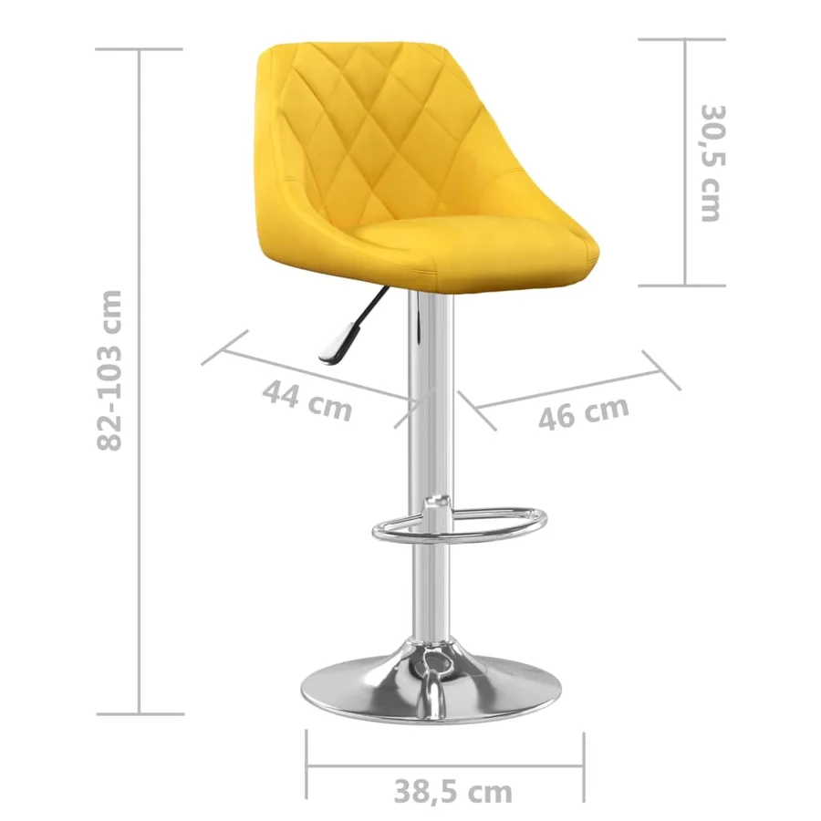 Tabourets de bar lot de 2 jaune moutarde velours - 9