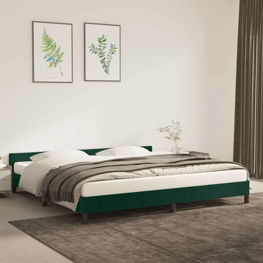 Cadre de lit sans matelas vert foncé 200x200 cm velours