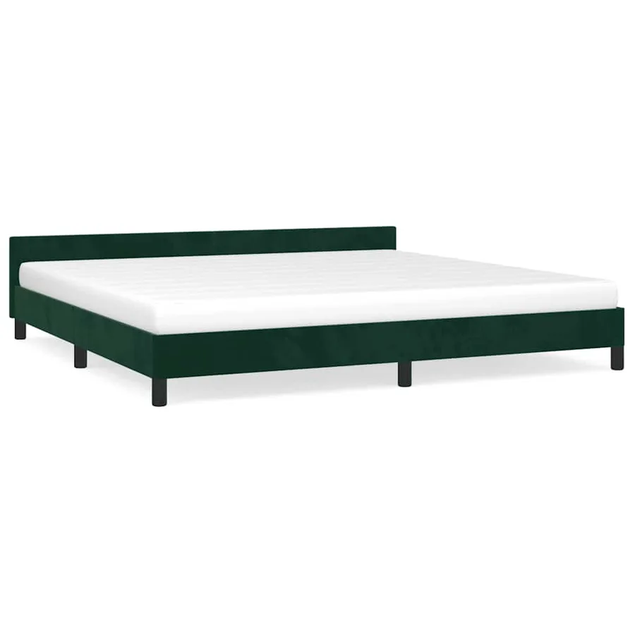Cadre de lit sans matelas vert foncé 200x200 cm velours - 2