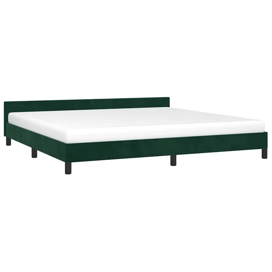 Cadre de lit sans matelas vert foncé 200x200 cm velours - 3