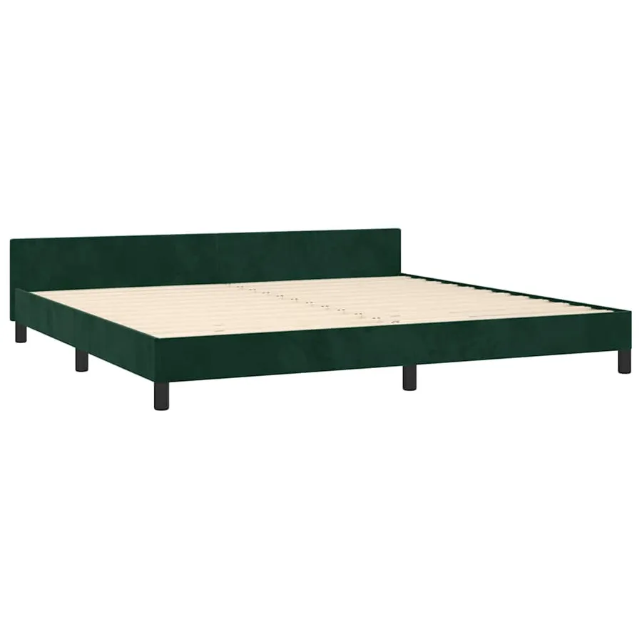 Cadre de lit sans matelas vert foncé 200x200 cm velours - 4