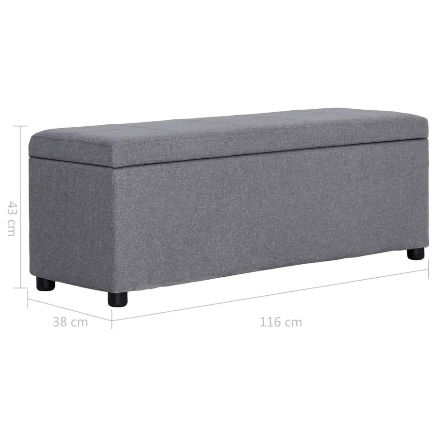Banc avec compartiment de rangement 116 cm Gris clair Polyester - 9