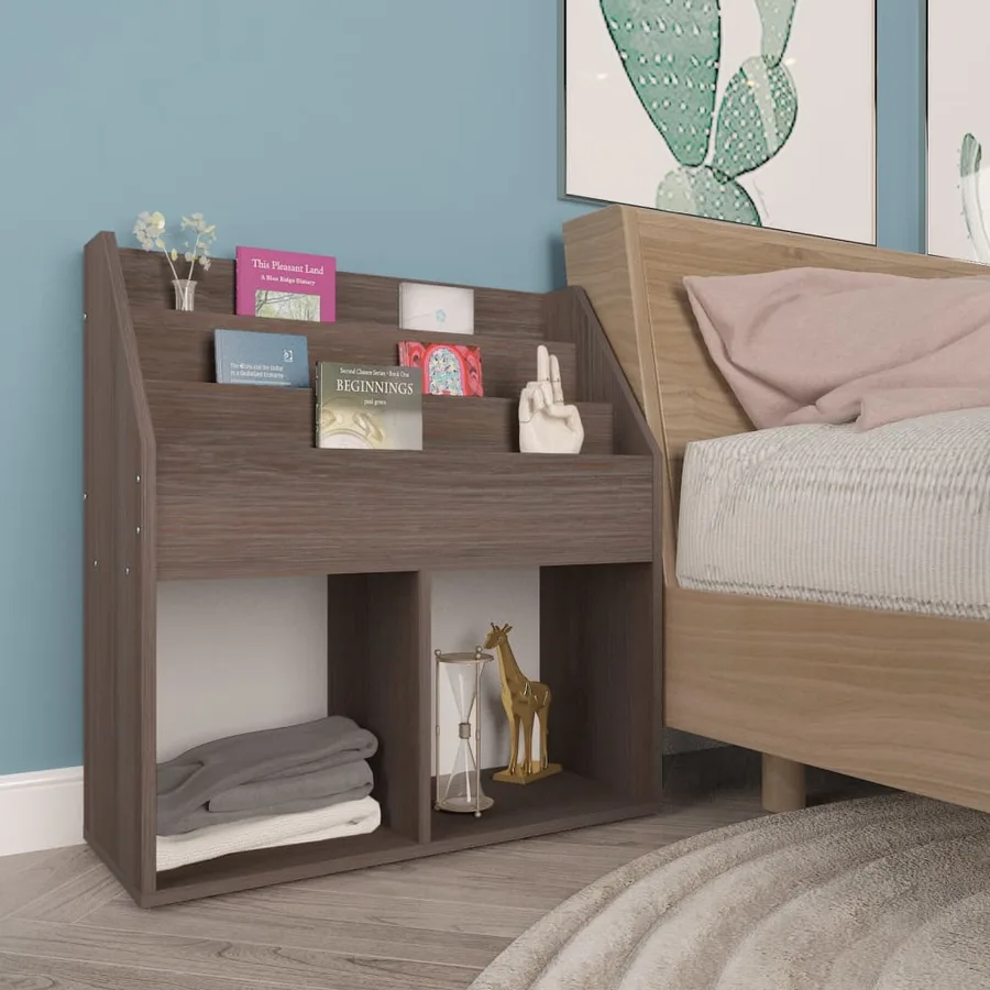 Porte-revue pour enfants Gris et chêne sonoma Bois d’ingénierie - 3